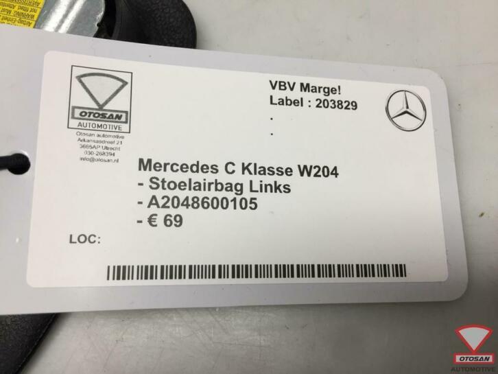 mercedes c klasse w204 stoelairbag stoel airbag rechts a2048, Gebruikt, Mercedes-Benz AG, Mercedes-Benz, Ophalen of Verzenden