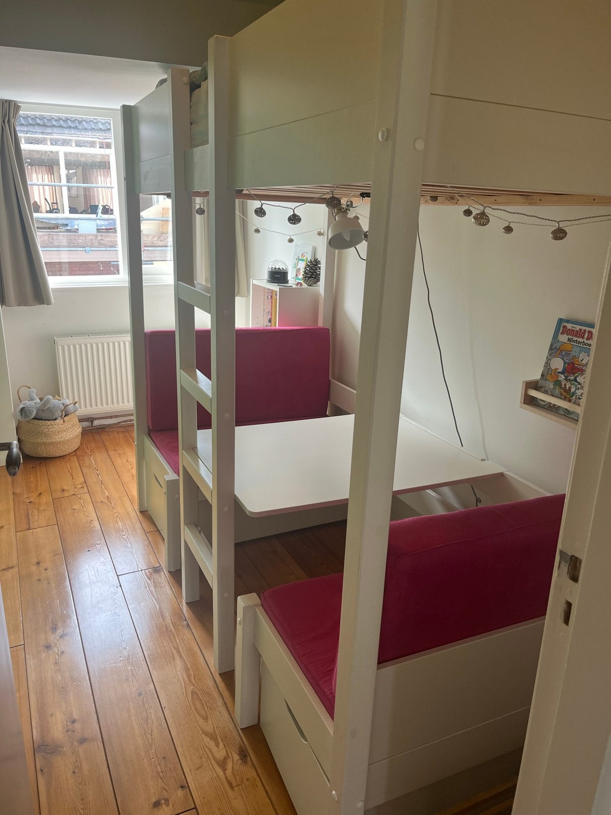 Charlie Combi Bed met roze kussens en handleiding, Ophalen, Gebruikt, 90 cm, Eenpersoons