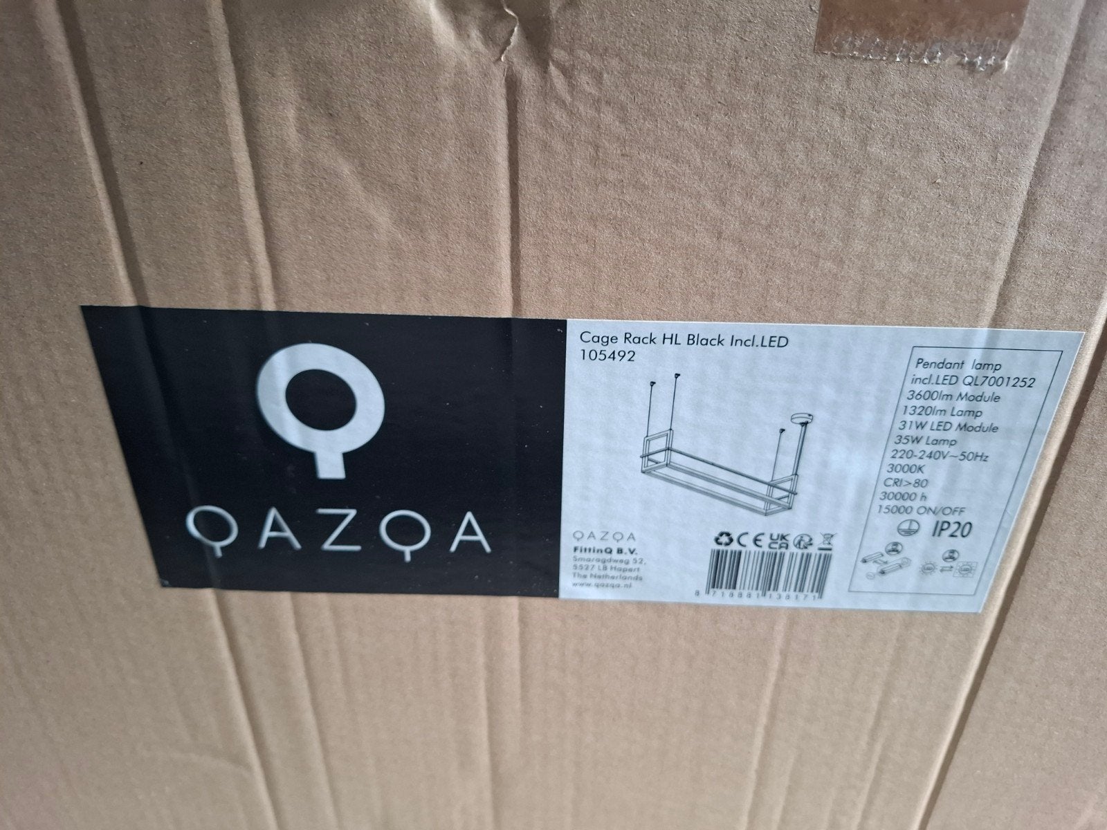 QAZQA Hanglamp Zwart met Rek, Ophalen, Modern, Industrieel, Nieuw, Overige fittingen