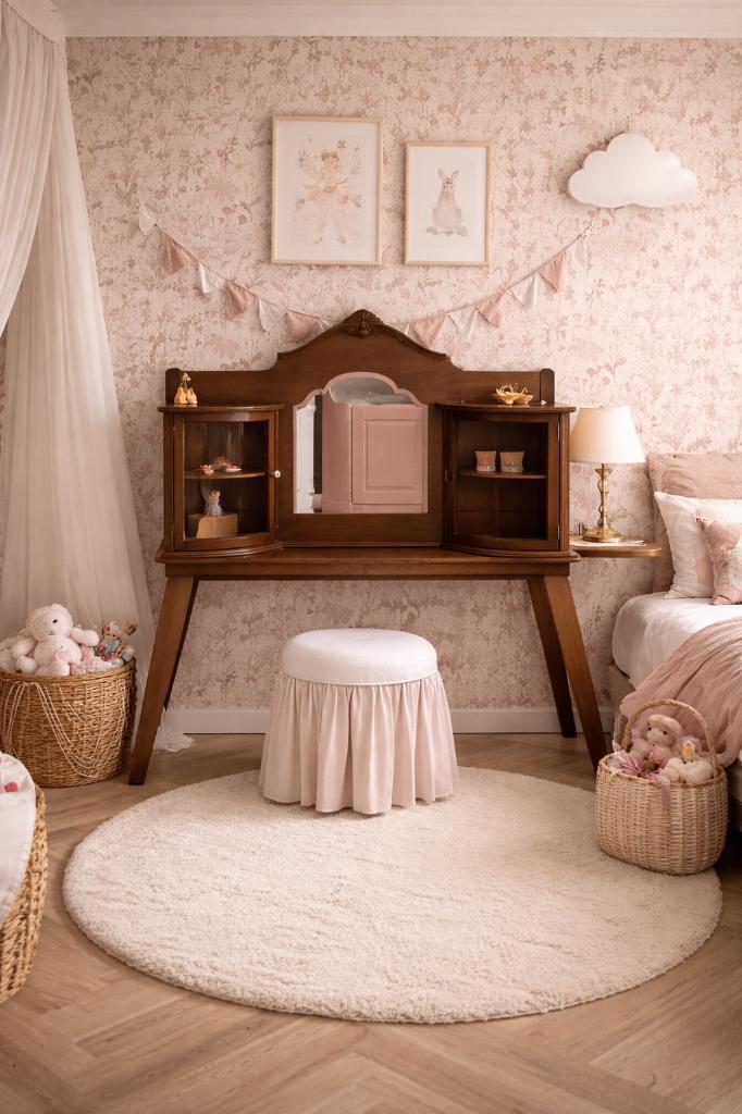 Vintage unieke duurzaam kaptafel kinderkamer meidenkamer, Kinderen en Baby's, Kinderkamer | Inrichting en Decoratie, Overige typen