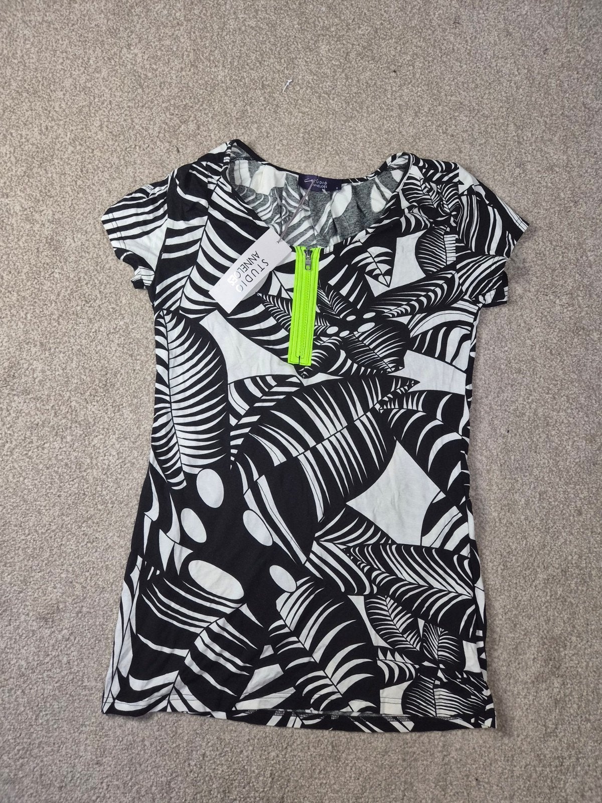 Studio Anneloes Zippie Top Zwart/Wit Bladprint Maat S, Studio Anneloes, Zwart, Nieuw, Ophalen of Verzenden