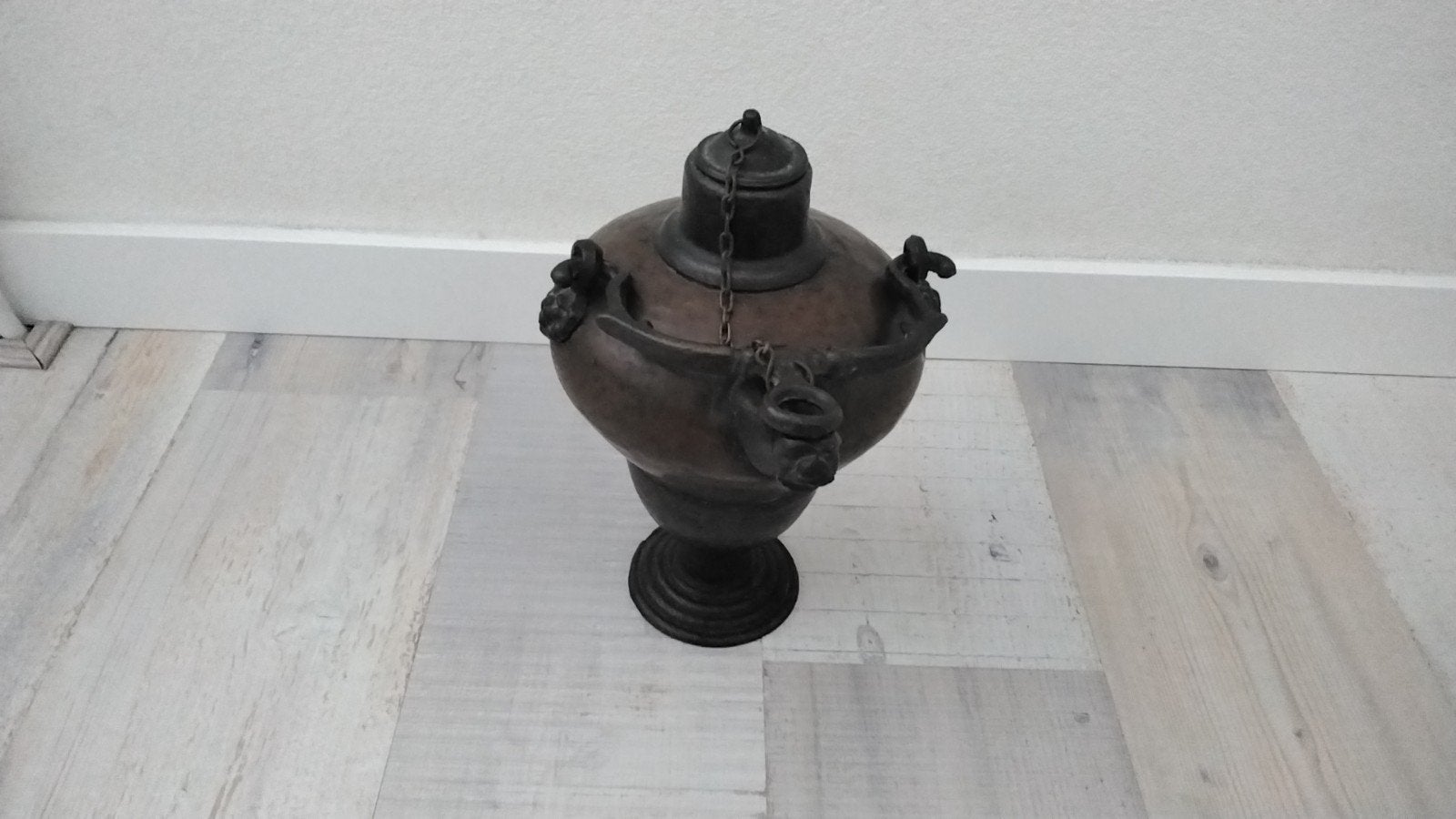 Antieke koperen/bronzen vaas., Antiek en Kunst, Ophalen