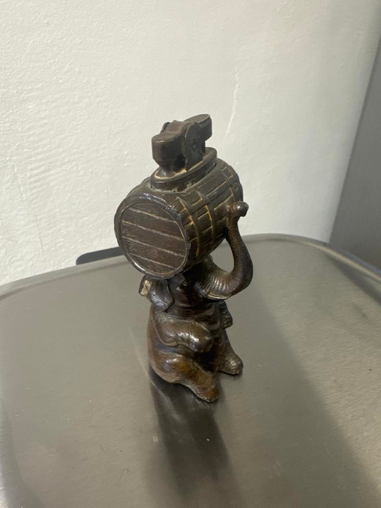 Vintage Olifant met Vat Aansteker - Brons, Antiek en Kunst, Antiek | Koper en Brons, Ophalen, Brons