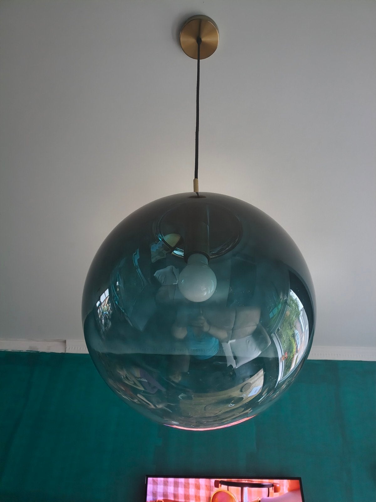 qazqa pallon oceaan blauw plafond hanglamp, Ophalen, E27 (groot), Zo goed als nieuw, Glas