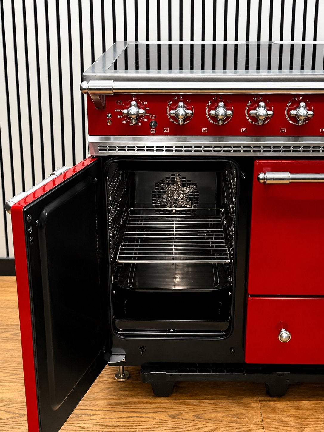 Luxe Lacanche Fornuis INDUCTIE 6 zones Bordeaux rood 90 cm, Hete lucht, Fornello Esperta, Ophalen of Verzenden, Zo goed als nieuw
