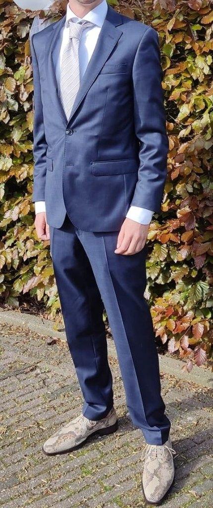 donkerblauw pak heren, Blauw, Ophalen of Verzenden, Zo goed als nieuw, Nils
