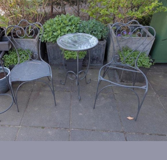 Mooie gietijzeren set, Tuin en Terras, Tuinsets en Loungesets, Ophalen, Overige materialen, 2 zitplaatsen