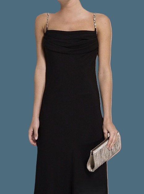 JURK / GALAJURK 46 ZWART met strasssteentjes van LAUTINEL, Kleding | Dames, Gelegenheidskleding, Galajurk, Zwart, Maat 46/48 (XL) of groter