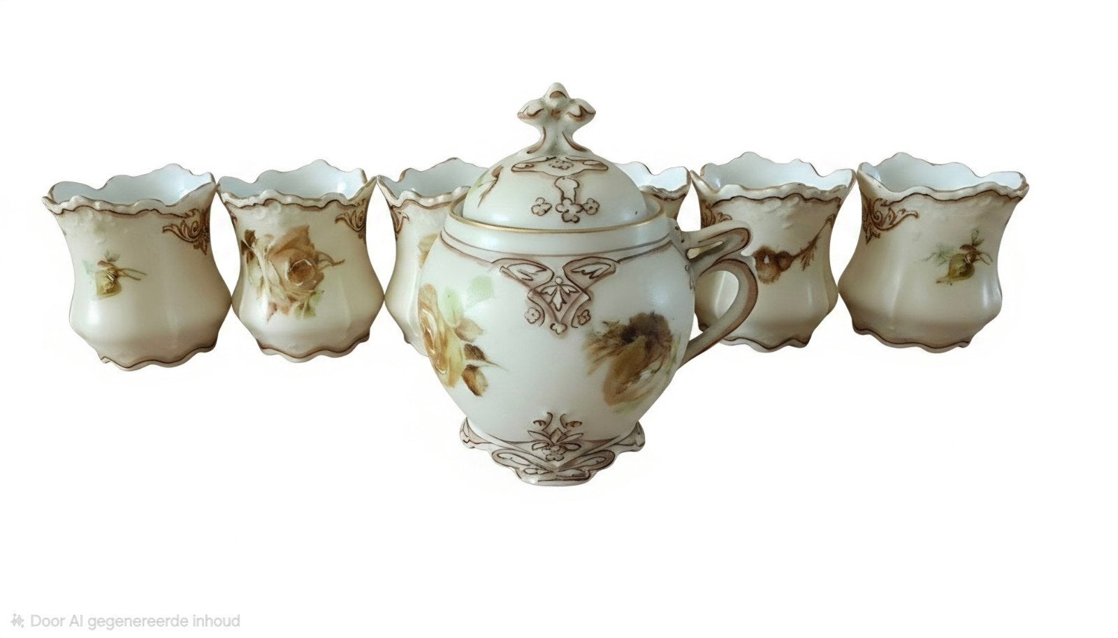 Antieke Hermann Ohme Suikerpot + 6 Kopjes - Old Ivory 16, Antiek en Kunst, Ophalen of Verzenden