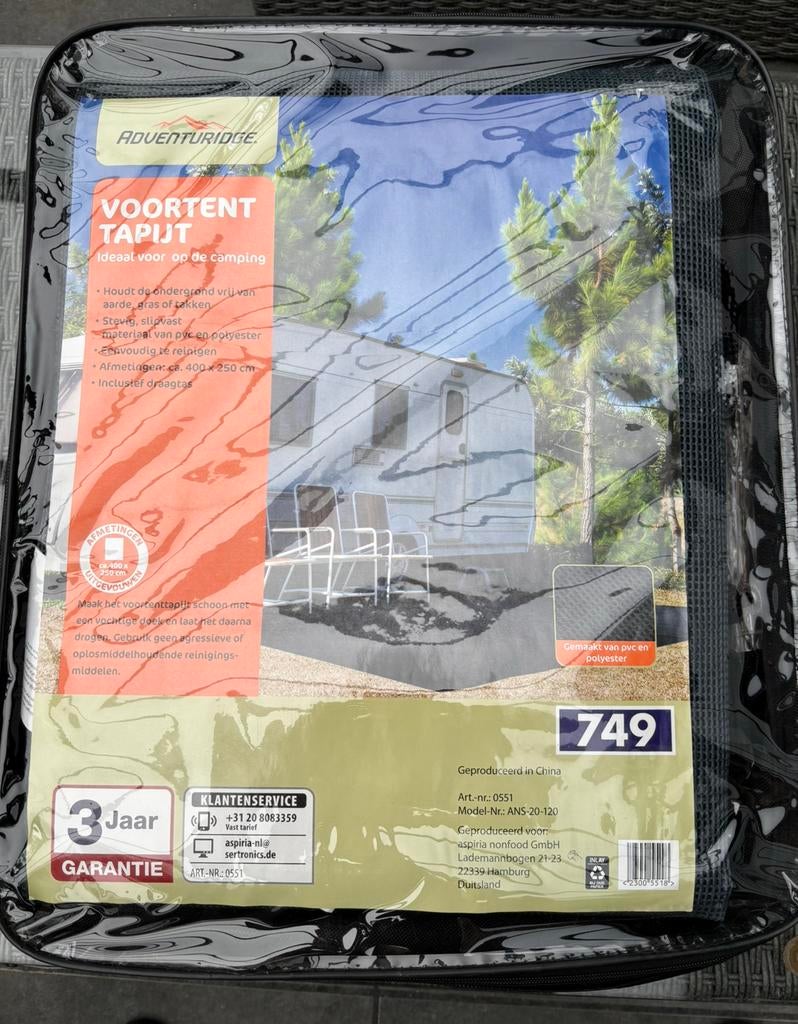 Voortent tapijt en onderzeil - nieuw in verpakking, Ophalen, Nieuw, 15 m² of meer, Folie