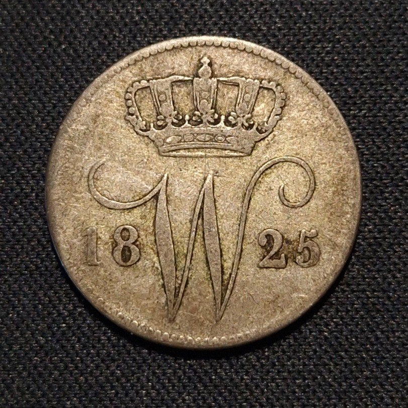 25 cent 1825 U, Postzegels en Munten, Munten | Nederland, Verzenden, Zilver, 25 cent, Koning Willem I