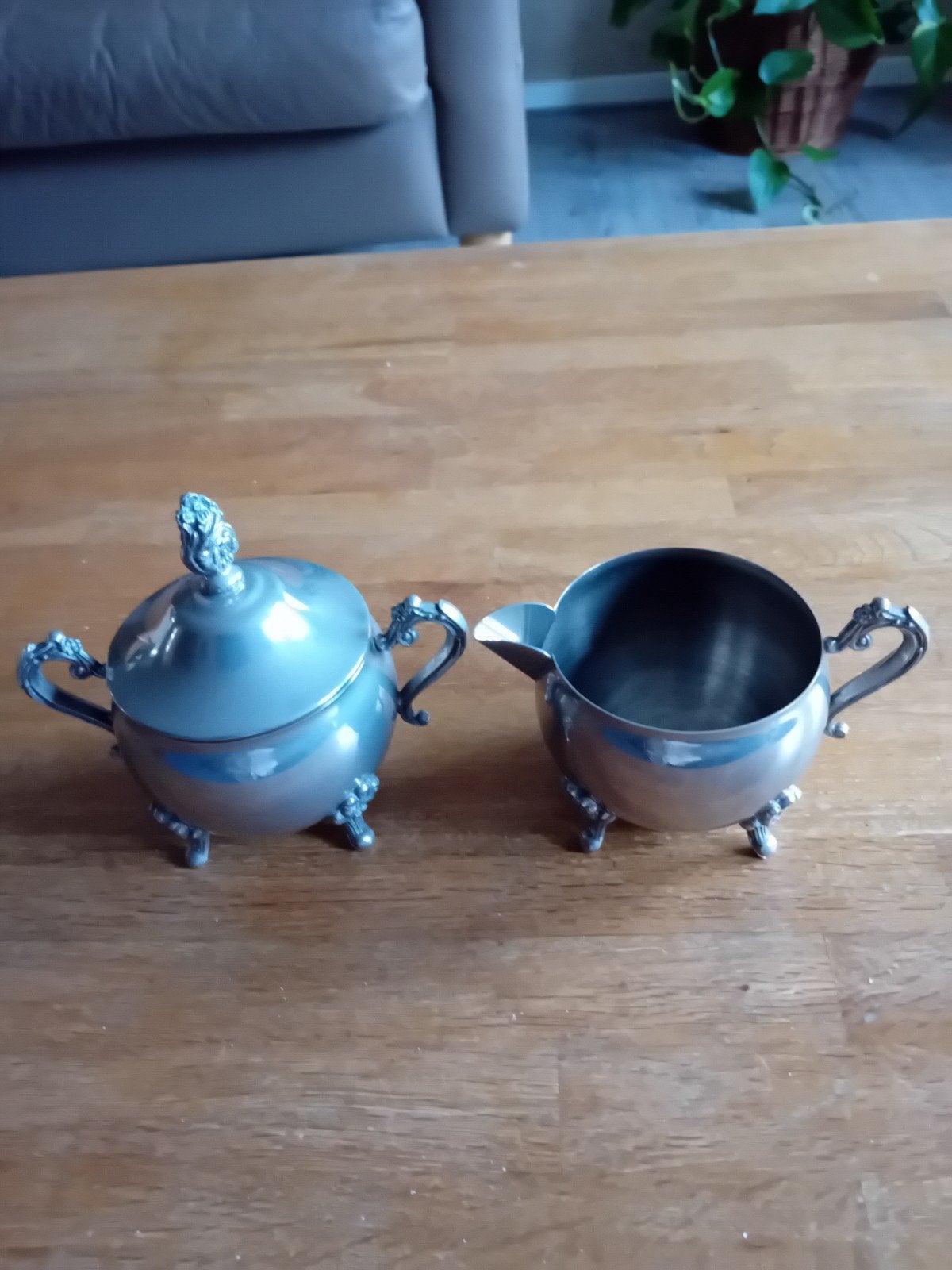 Vintage Suikerpot en Melkkan Set - Zilverkleurig, Ophalen