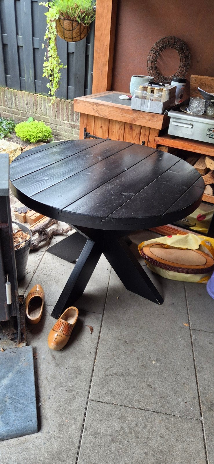 Zwarte ronde eettafel, Gebruikt, 50 tot 100 cm, 100 tot 150 cm, Rond