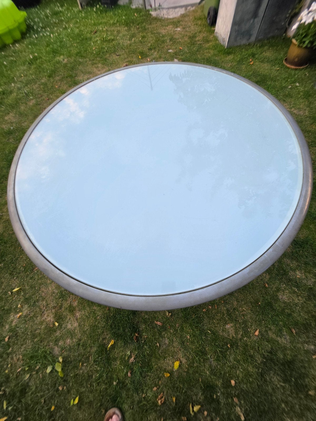 Gratis af te halen ronde Hartman tuintafel, Tuin en Terras, Ophalen, Gebruikt, Rond, Aluminium