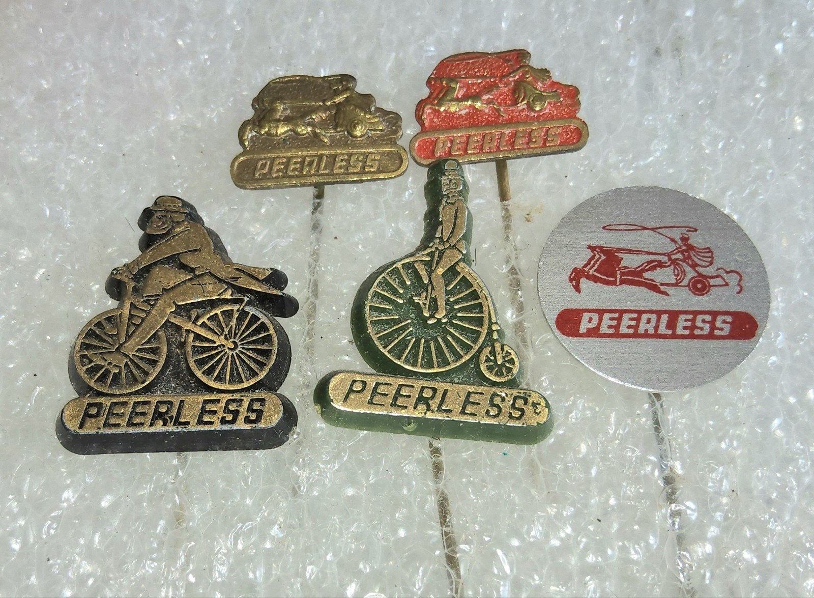 5 Speldjes Peerless Tweewielers - Vintage Fiets, Ophalen of Verzenden, Gebruikt, Transport, Speldje of Pin