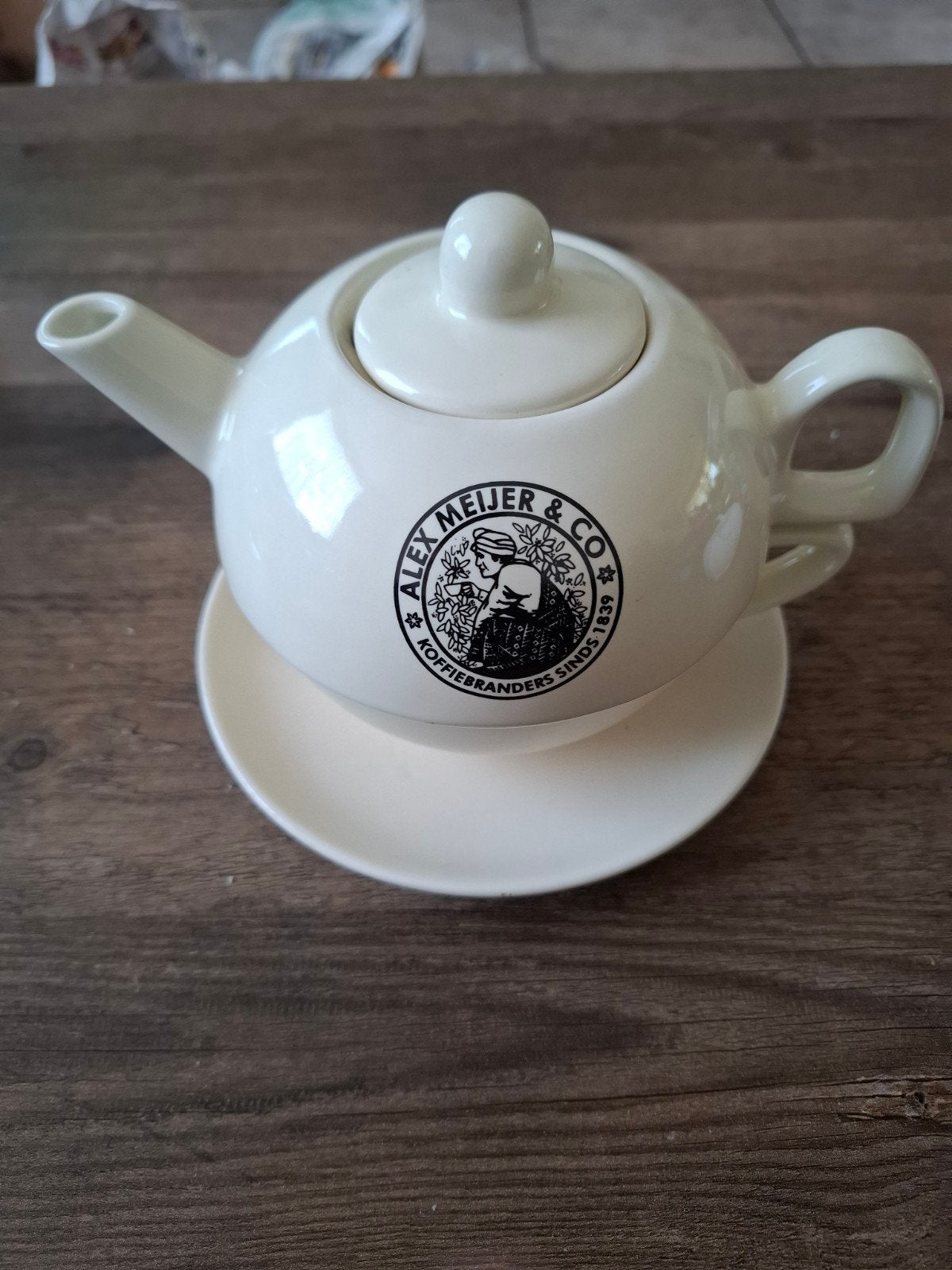 Alex Meijer & Co Koffiebranders Theepot met Kop en Schotel, Huis en Inrichting, Keuken | Servies, Ophalen