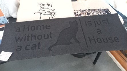 Deurmat zwart "A home without a cat is just a house", Ophalen, Nieuw