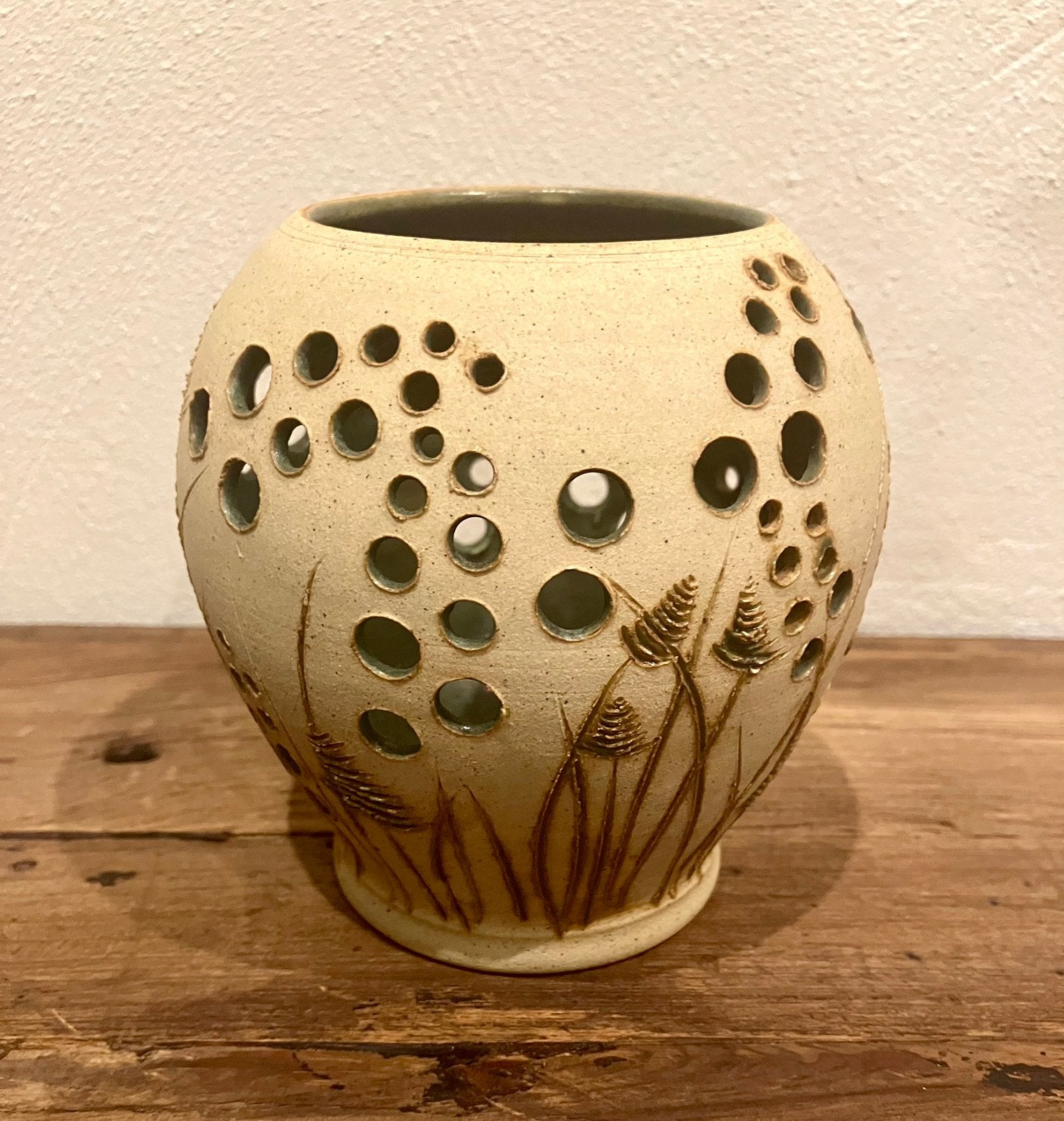 Keramiek handgemaakt Windlicht Potterie de Driehoek jr 50/60, Antiek en Kunst, Ophalen of Verzenden
