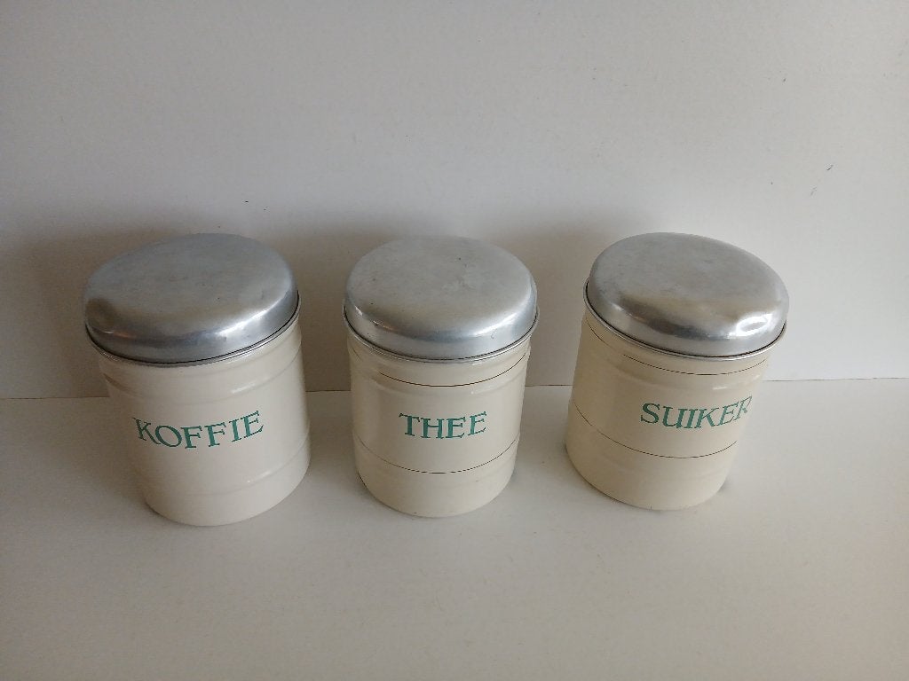 Emaille Voorraadbussen - Vintage, Ophalen of Verzenden, Metaal, Meerkleurig, Overige typen