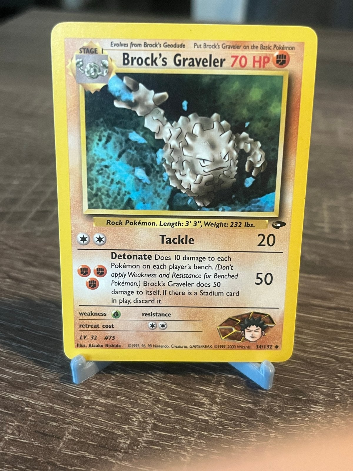 Brock's Graveler (34/132) - Gym Challenge - EX Pokémon Kaart, Ophalen of Verzenden, Zo goed als nieuw, Losse kaart