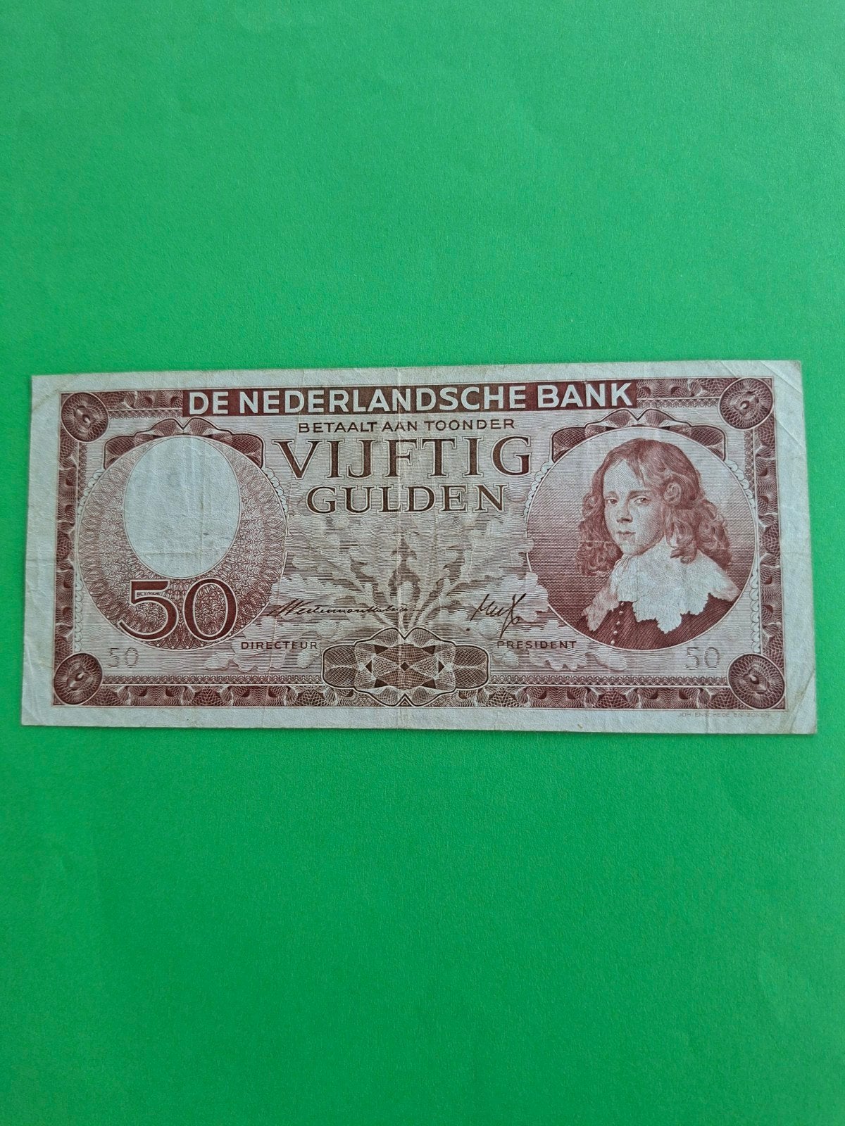 50 gulden WILLEM II Replacement 1945 in ZF, Ophalen of Verzenden, 50 gulden, Los biljet