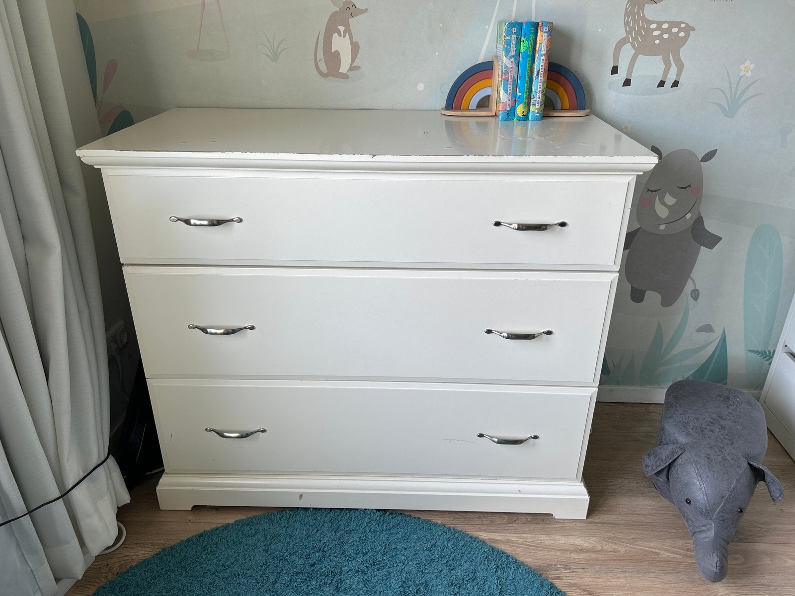 IKEA Birkeland Witte ladekast / commode met 3 lades TEAB, Ophalen, Gebruikt, 50 tot 70 cm, 100 cm of meer