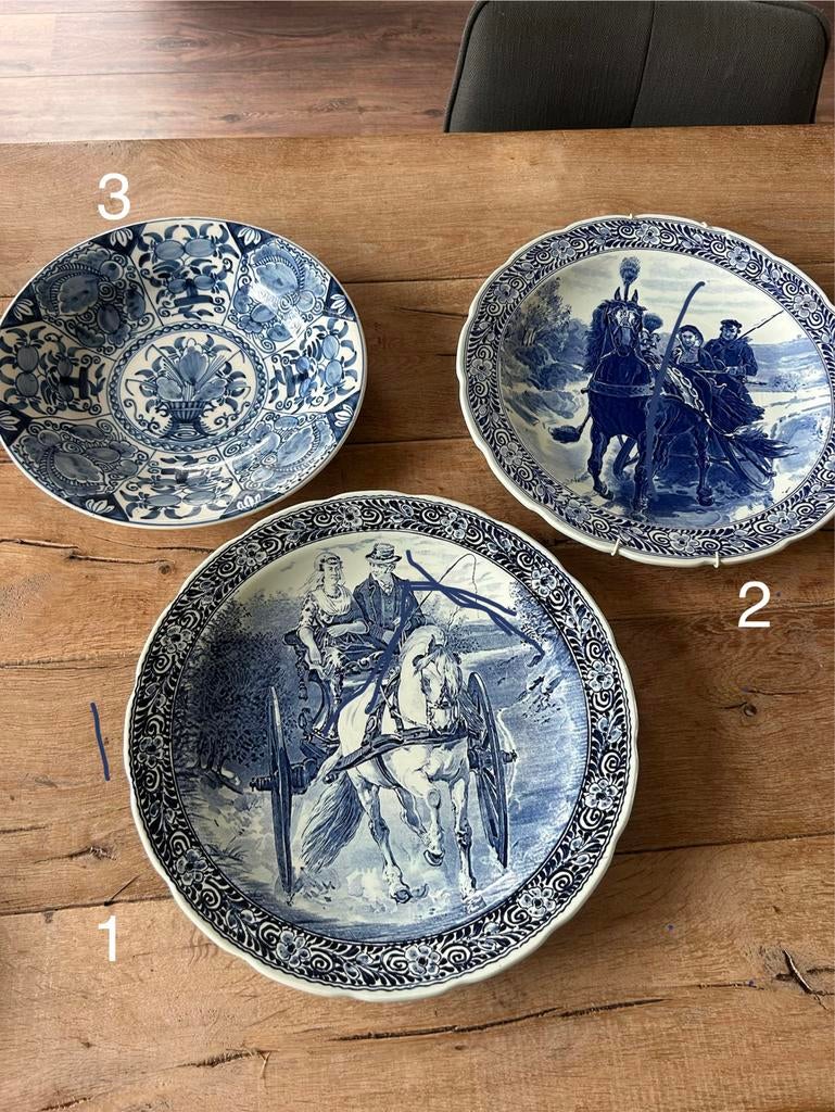 Antieke Delfts Blauw Wandborden, Ophalen of Verzenden