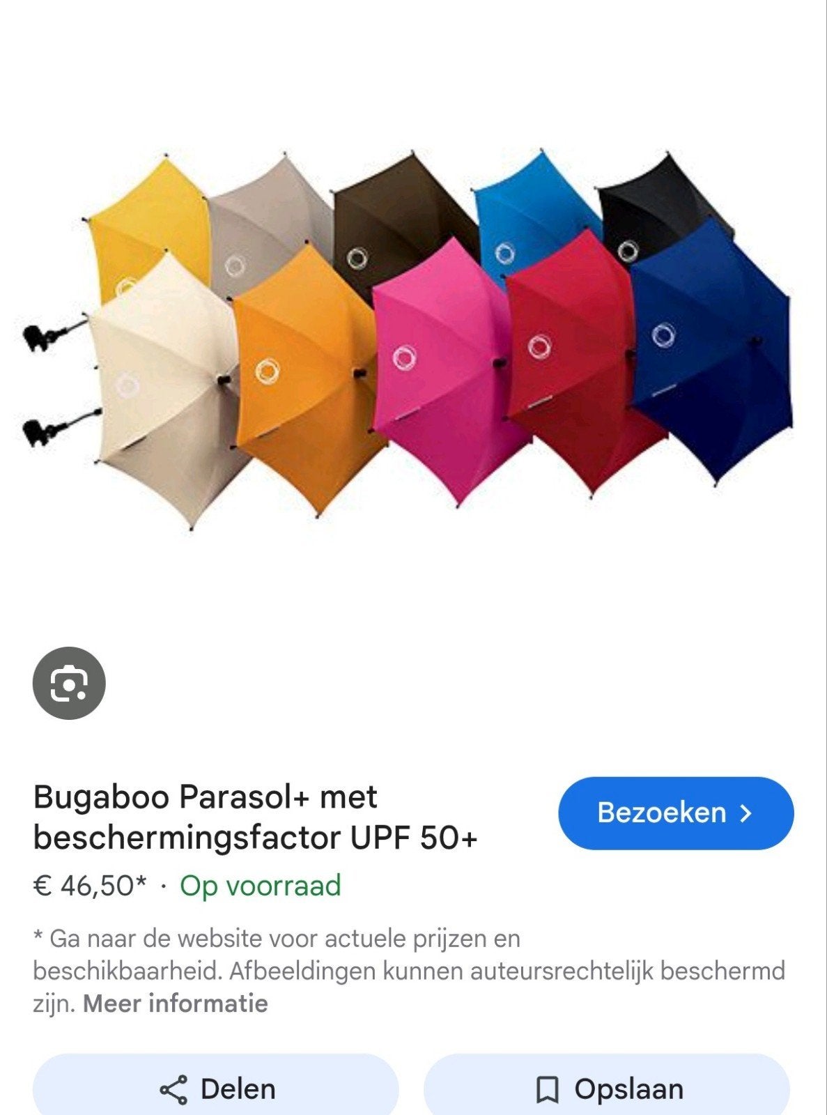 Uv parasol Bugaboo paraplu parasol roze & blauw., Ophalen of Verzenden