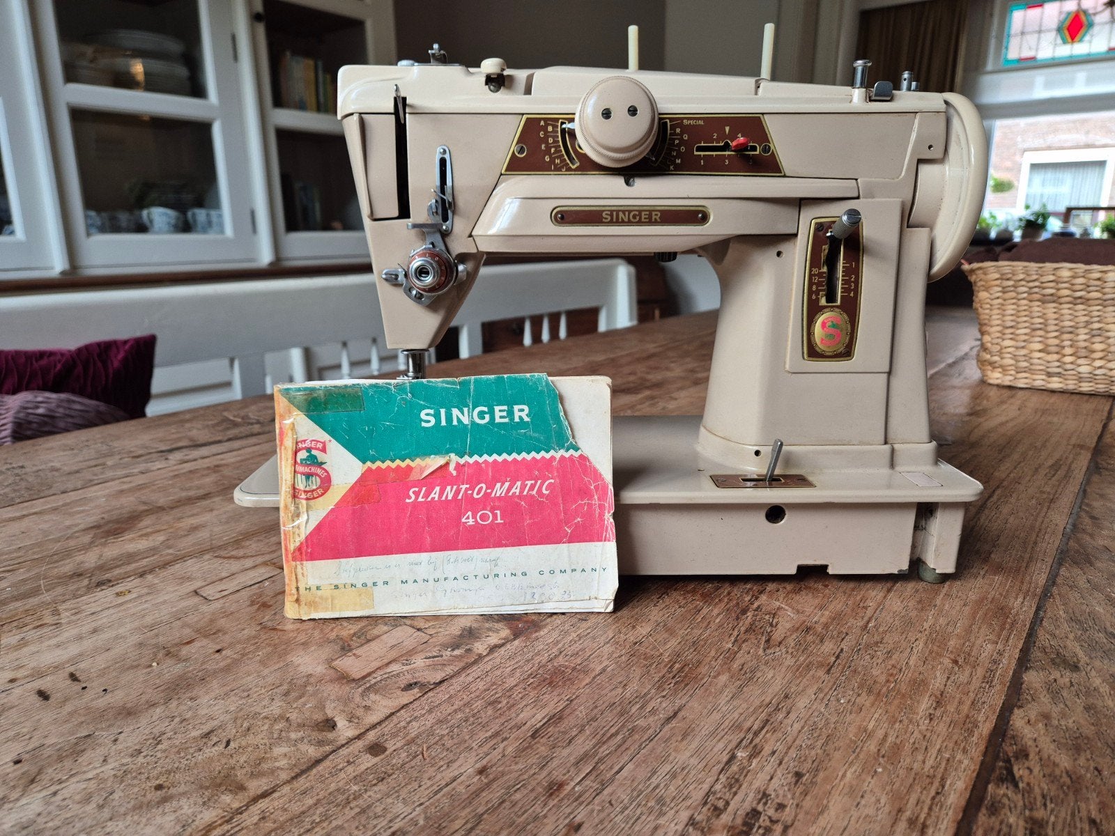 Singer Slant-O-Matic 401 G Naaimachine met handleiding, Ophalen, Gebruikt, Naaimachine, Singer