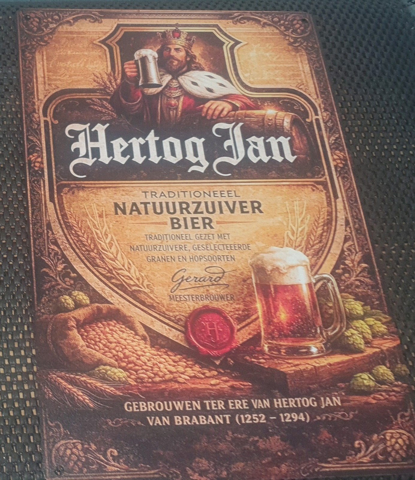 Hertog Jan Wandbord - 30x20 cm - Decoratief Bierbord, Verzamelen, Biermerken, Ophalen of Verzenden, Nieuw, Reclamebord, Plaat of Schild