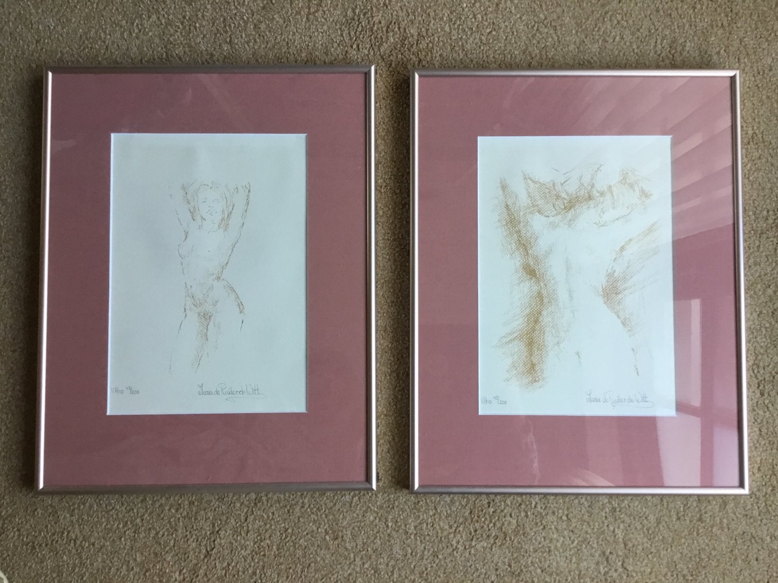 2 Litho's Naakte Vrouw - Maria de Ruiter de Witt, Antiek en Kunst, Kunst | Litho's en Zeefdrukken, Gelimiteerde oplage, Ophalen