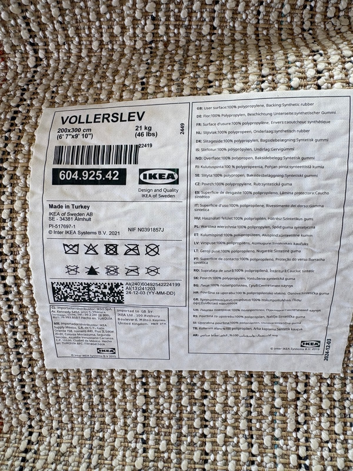 IKEA VOLLERSLEV hoogpolig vloerkleed, wit, 200x300 cm, Ophalen, Gebruikt, Wit, 200 cm of meer