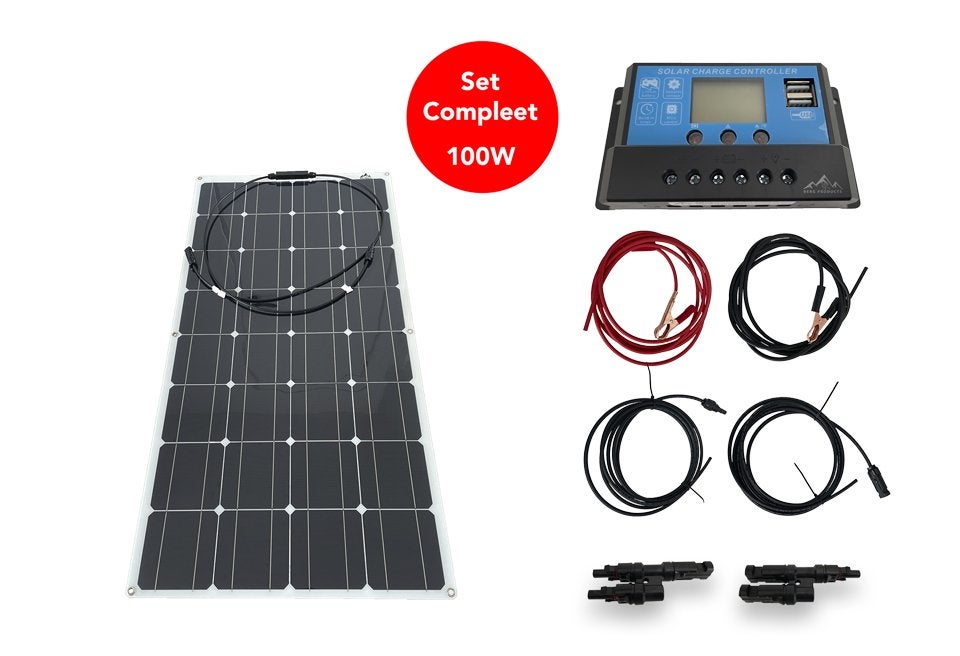 Flexibel Camper Zonnepaneel Set Compleet 100W 12V - UltraDun, Caravans en Kamperen, Camper-accessoires, Ophalen of Verzenden, Nieuw