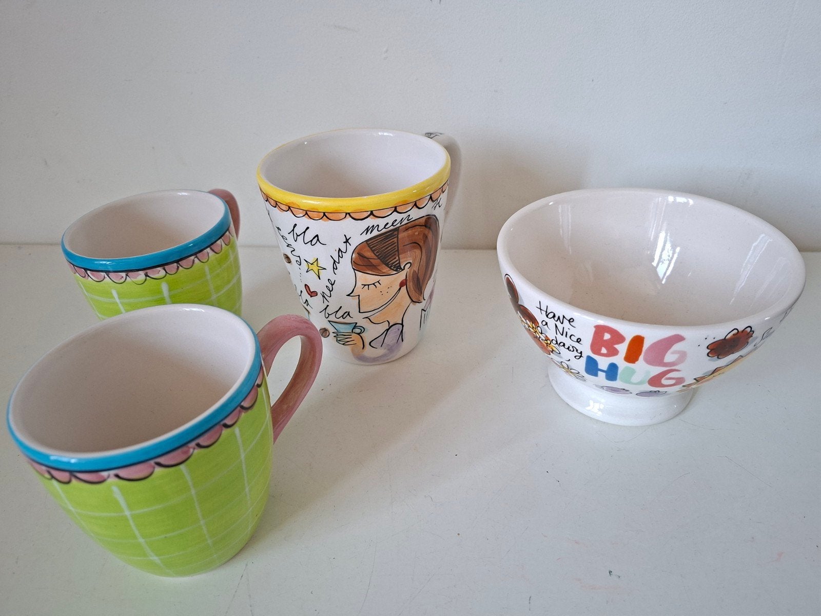 Blond Amsterdam servies: 2 mokken, 1 kom, 1 beker, Gebruikt, Keramiek, Ophalen of Verzenden, Modern