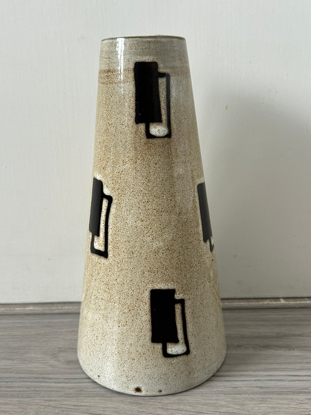 Sixties vaas keramiek abstract decor, Ophalen of Verzenden