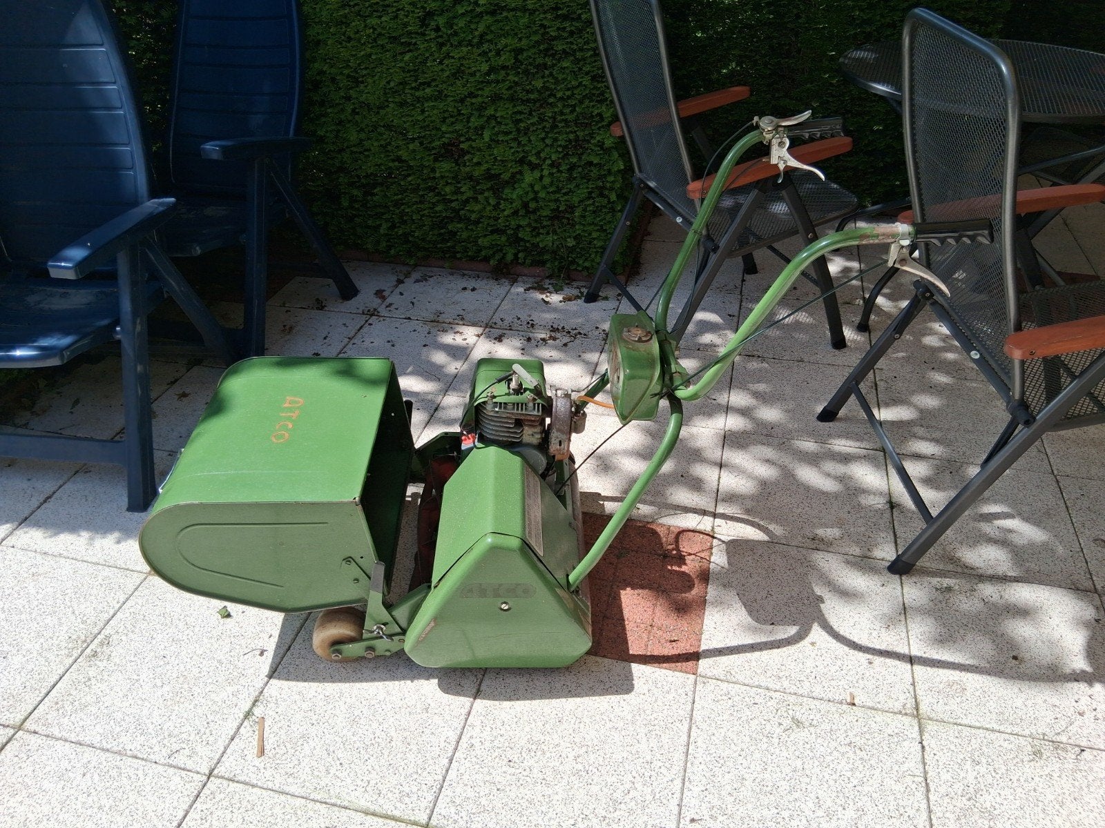 ATCO Grasmaaier Benzine met Opvangbak - Vintage Model, Tuin en Terras, Grasmaaiers, Ophalen, Gebruikt, Opvangbak, Benzine-grasmaaier