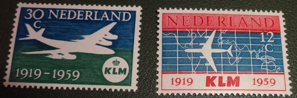KLM - 729#730 - 1959 - 40 jaar - PNe01-10, Verzenden, Na 1940, Gestempeld