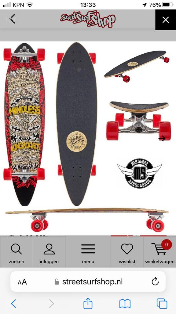 Mindless Longboard Rogue IV Red, Ophalen of Verzenden, Nieuw, Skateboard, Longboard