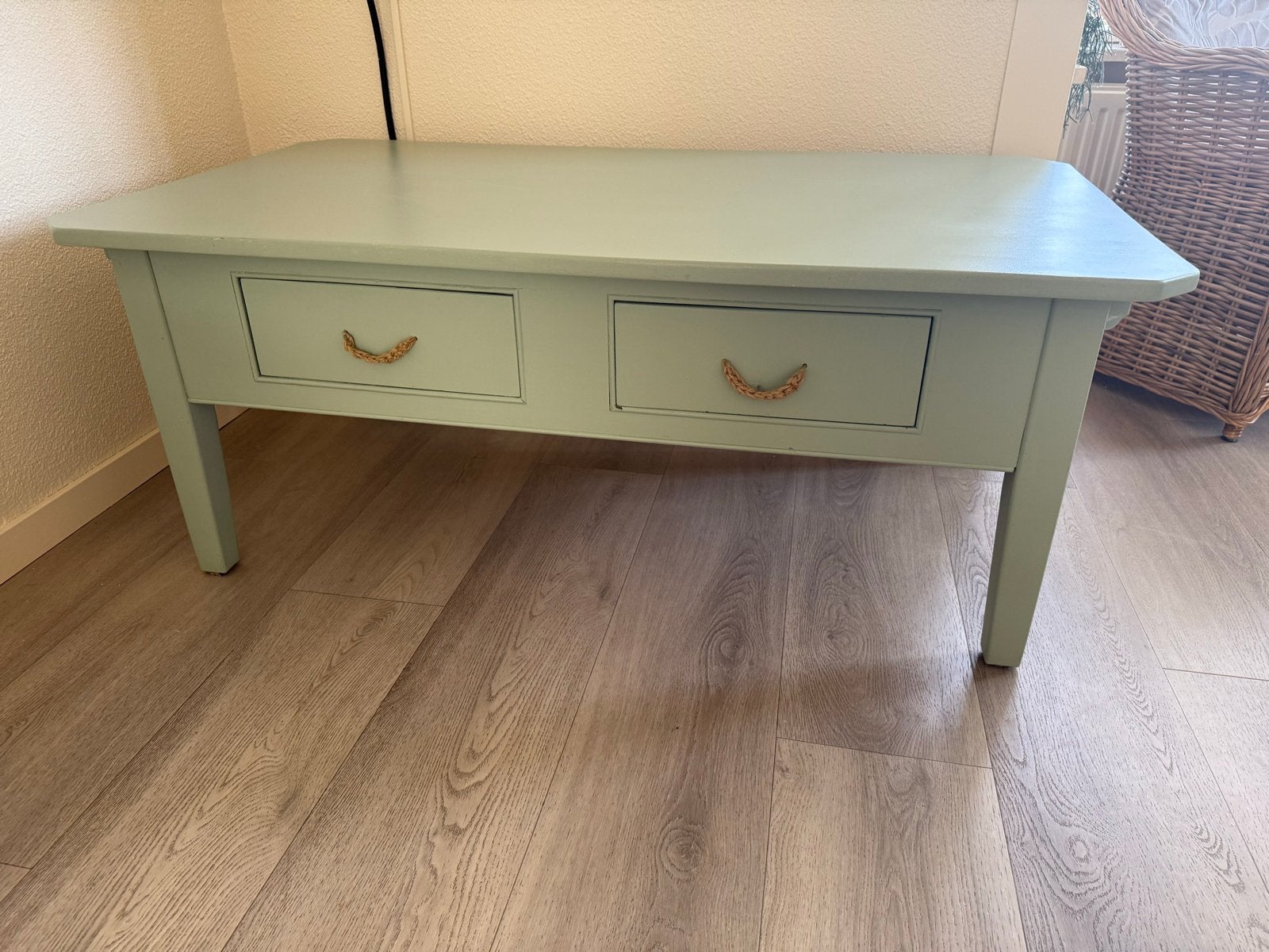 Salontafel met lades - Lichtgroen, Huis en Inrichting, Ophalen, 50 – 75, Gebruikt, 100 tot 150 cm