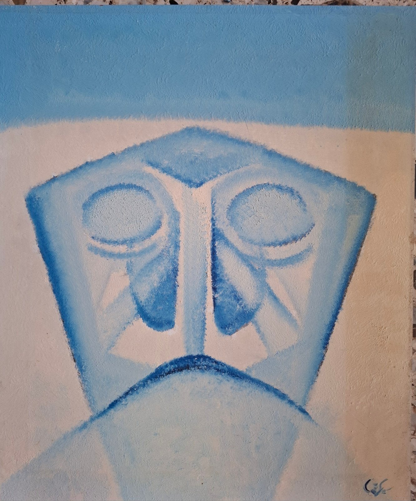 Schilderij - GVC - Franje aap, Ophalen, Hout, Gesigneerd, Dieren