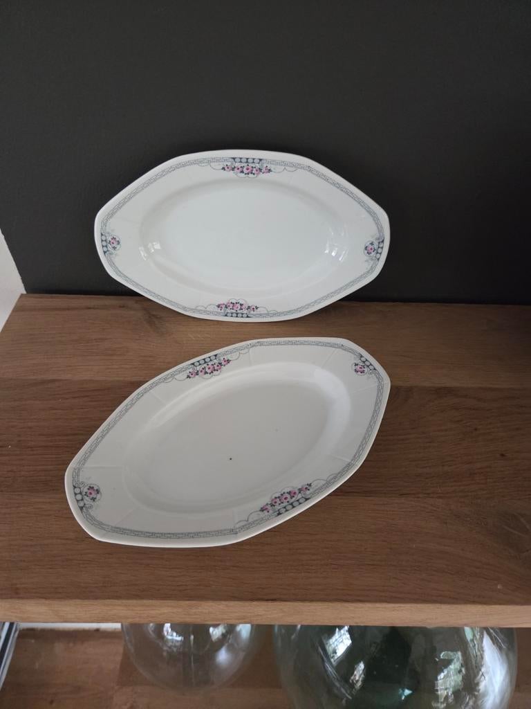 2 serveerschalen Zeh, Scherzer & co Art Deco roze roosjes, Antiek en Kunst, Ophalen of Verzenden