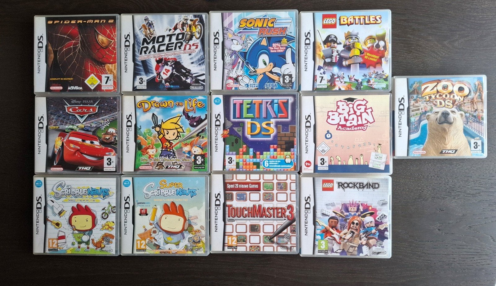 13 Nintendo DS games in doosje (Tetris, LEGO, Sonic), Spelcomputers en Games, Games | Nintendo 2DS en 3DS, Overige genres, 1 speler