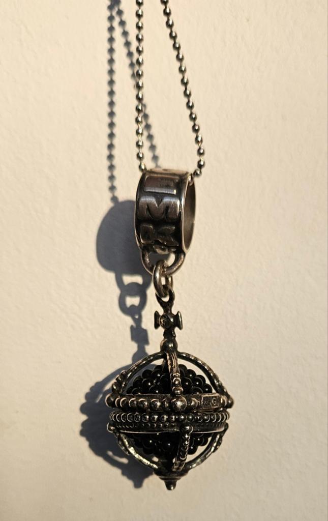 Gem Kingdom ketting met onyx hanger, zilver, 74 cm, Gebruikt, Zwart, Ophalen of Verzenden, Steen of Mineraal