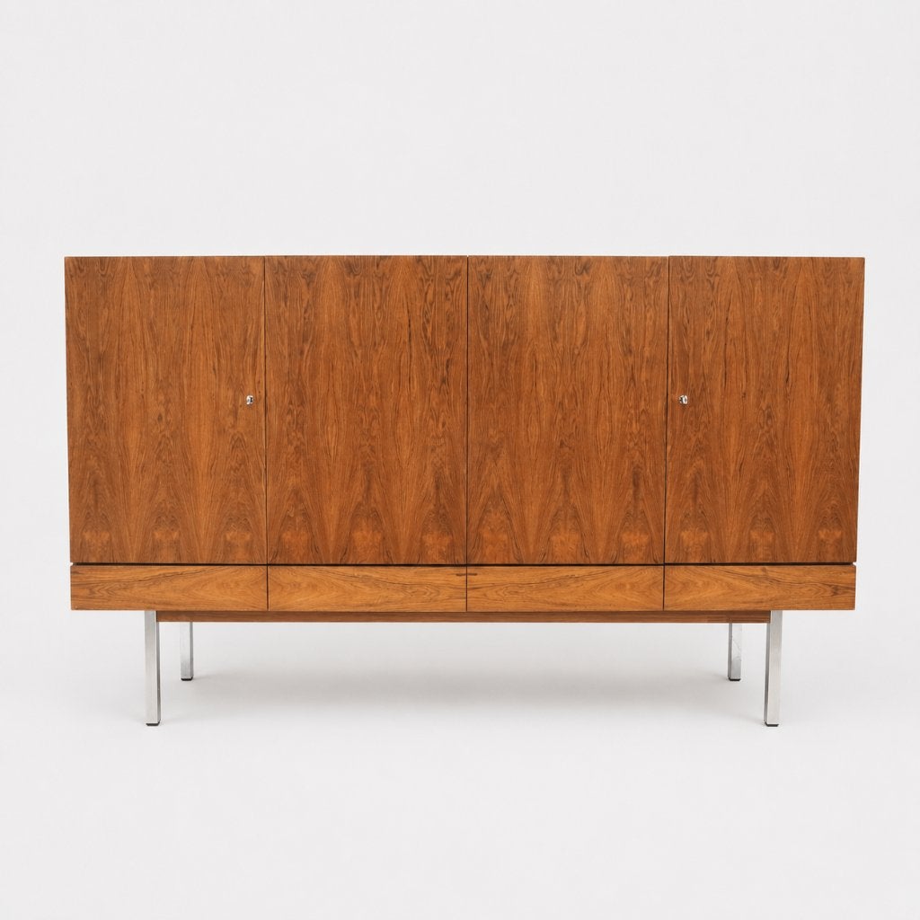 Vintage design dressoir Leo Bub jaren '60 palissander, Gebruikt, Overige materialen, 100 tot 150 cm, Ophalen of Verzenden