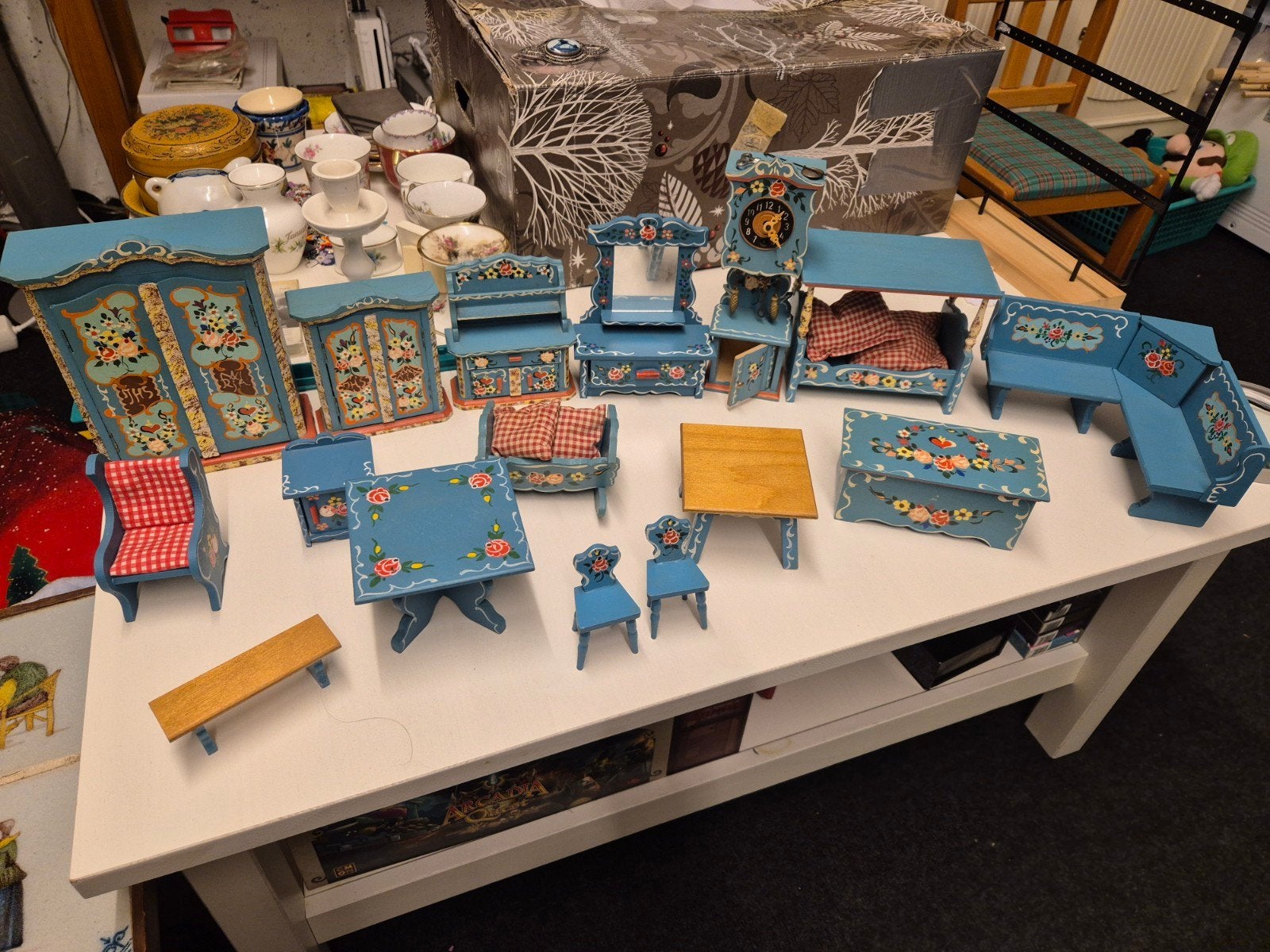 Vintage Dora Kuhn poppenhuis meubels - Bauernmalerei, Ophalen, Zo goed als nieuw