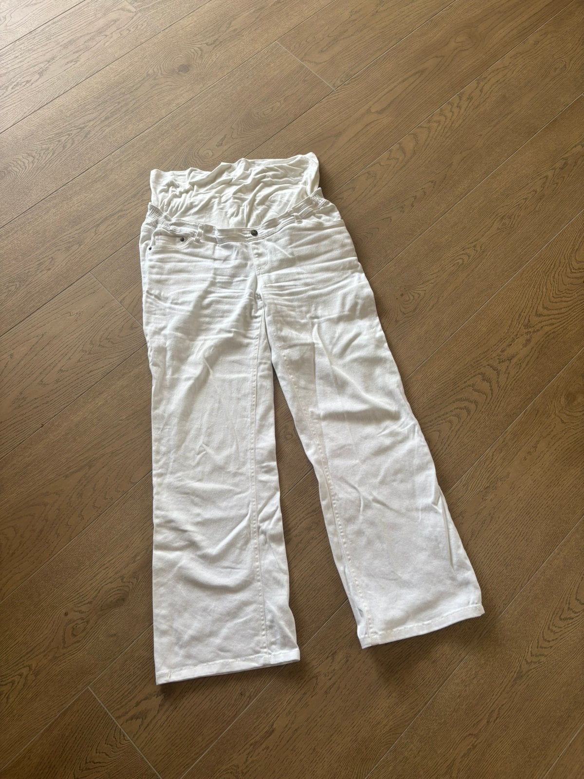 Witte positiebroek / zeangerschaps broek zo goed als nieuw, Maat 38/40 (M), Wit, Ophalen of Verzenden, Zo goed als nieuw