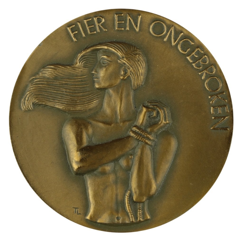 Dubbel VPK 1947 Titus Leeser : Japanse Vrouwenkampen, Verzenden, Brons, Nederland