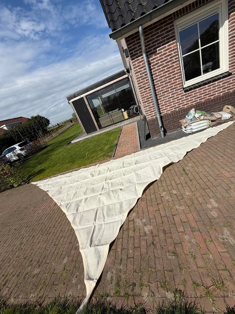 Nesling Coolfit offwhite schaduwdoek driehoek 5x5x7,1 NIEUW, Ophalen of Verzenden, Nieuw