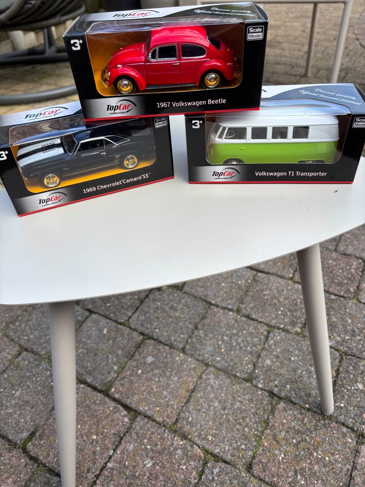 TopCar Collectie: VW Kever, Chevrolet Camaro, VW T1 Transpor, Ophalen, Nieuw