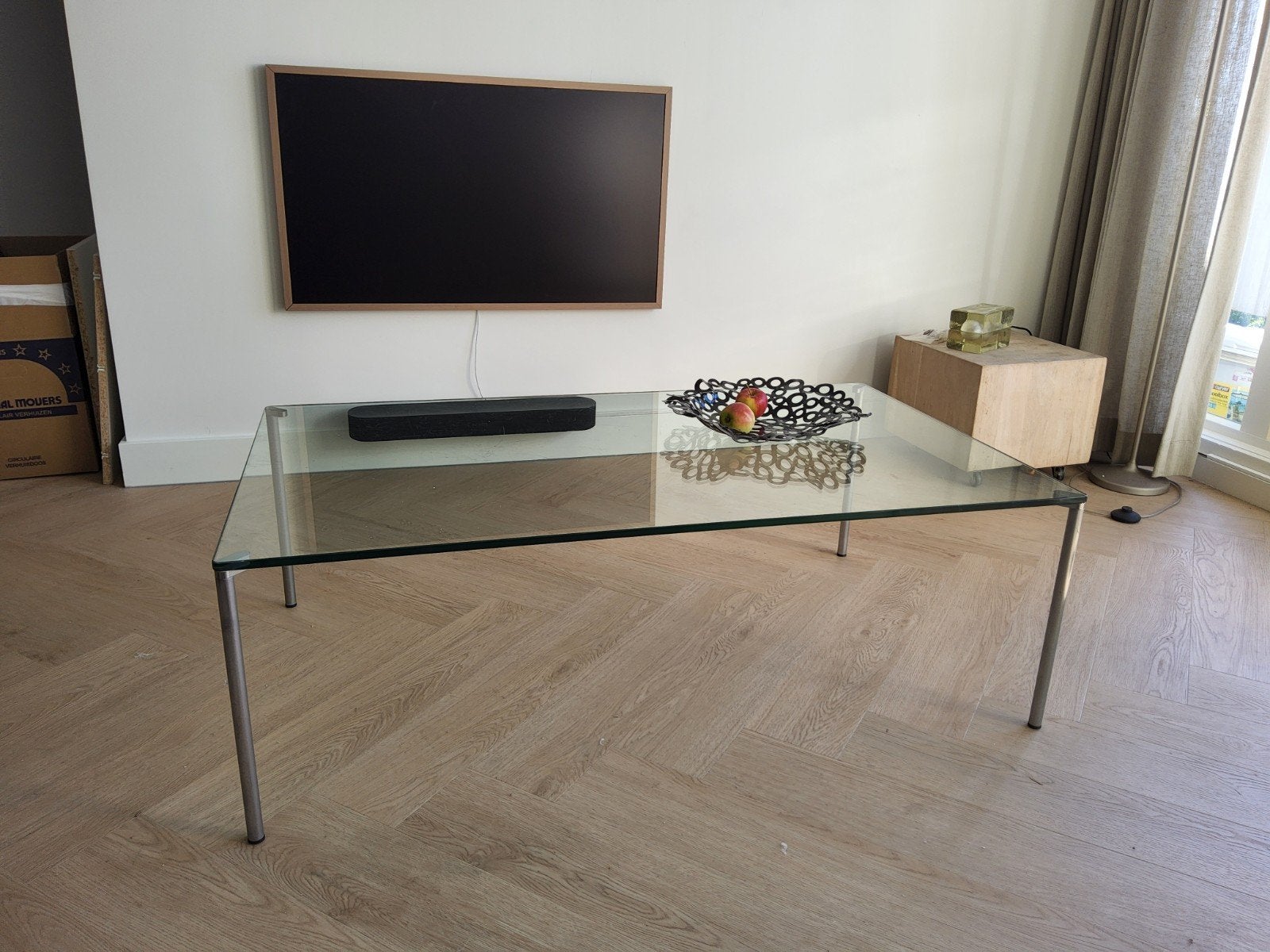 Salontafel Ronald Schmitt K351 - Klaus Bergen Design, Modern design, Gebruikt, 100 tot 150 cm, Glas